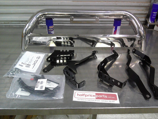 Toyota Landcruiser 150 Series Prado GX GXL Genuine Polished Alloy Nudge Bar Kit (With Spot Light Tabs x2) New Part