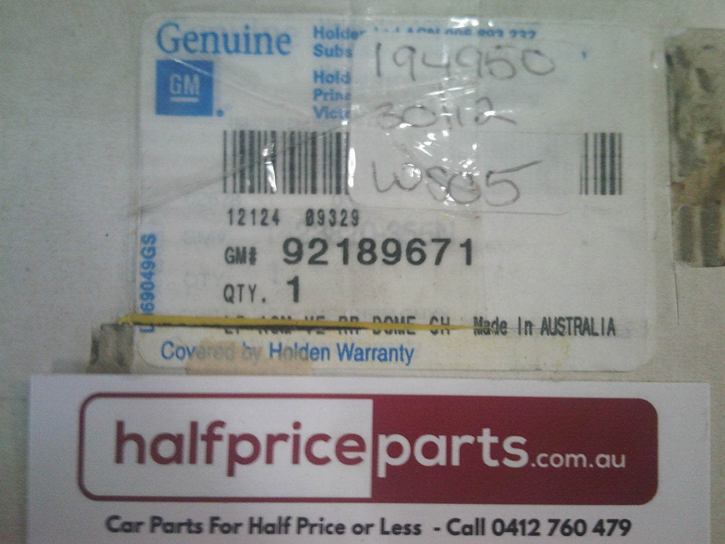 Holden VE Commodore Genuine Rear Roof Interior Light (Onyx) New Part