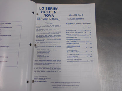 Holden Nova  LG Series Genuine Service Manuals Vol.4 - Vol.6 Used