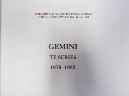 Gregorys Genuine Holden Gemini 1979 - 1982 Service Manual