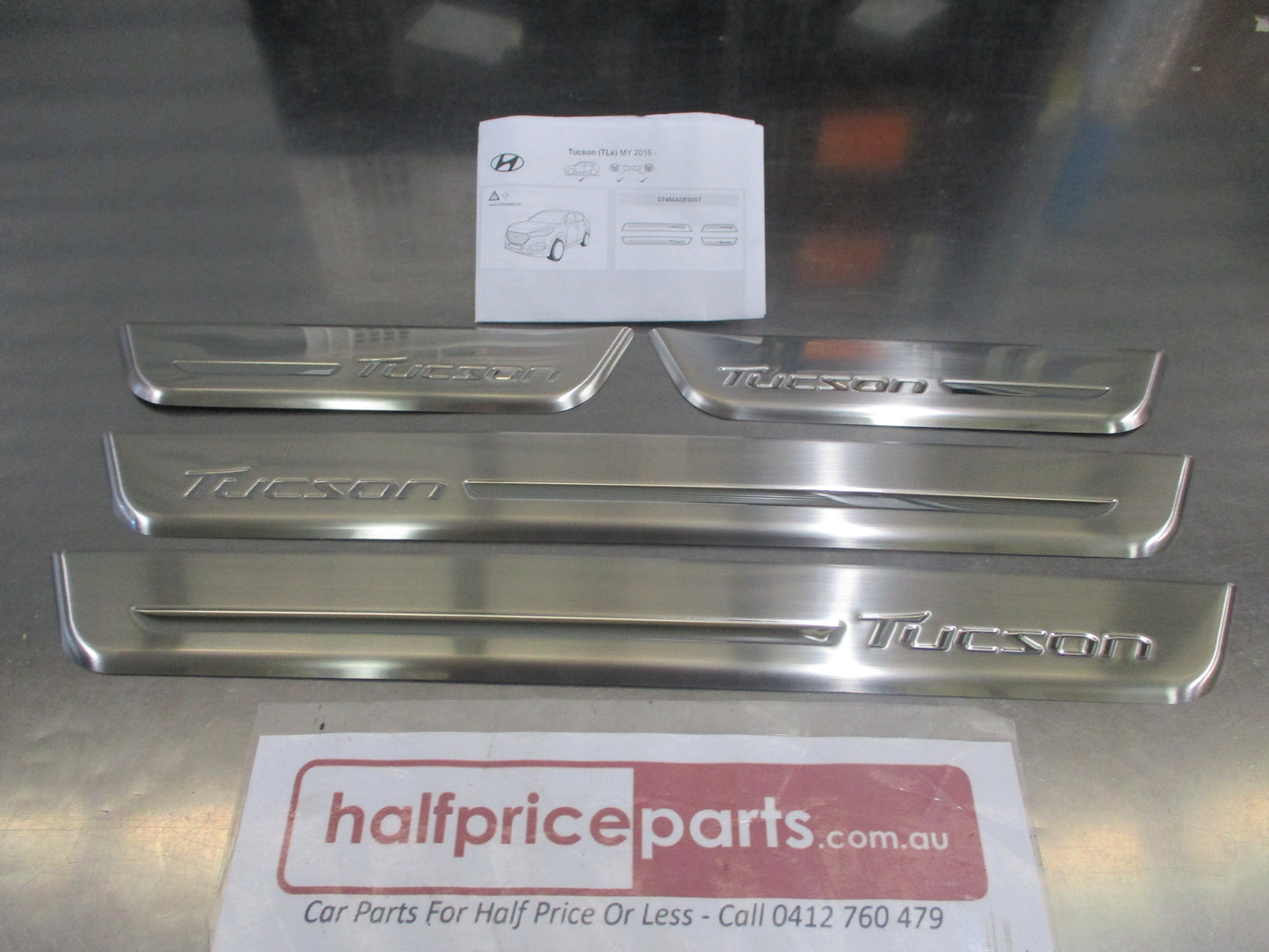 Hyundai Tucson Genuine Stainless Steel Entry Door Guard Set (Scuff Plate Set) New Part