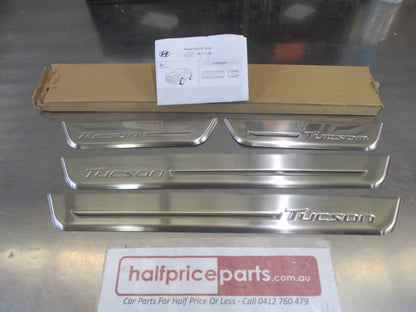 Hyundai Tucson Genuine Stainless Steel Entry Door Guard Set (Scuff Plate Set) New Part