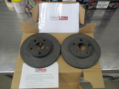RDA Toyota Prius Front Slotted And Dimpled Rotors Pair New Part