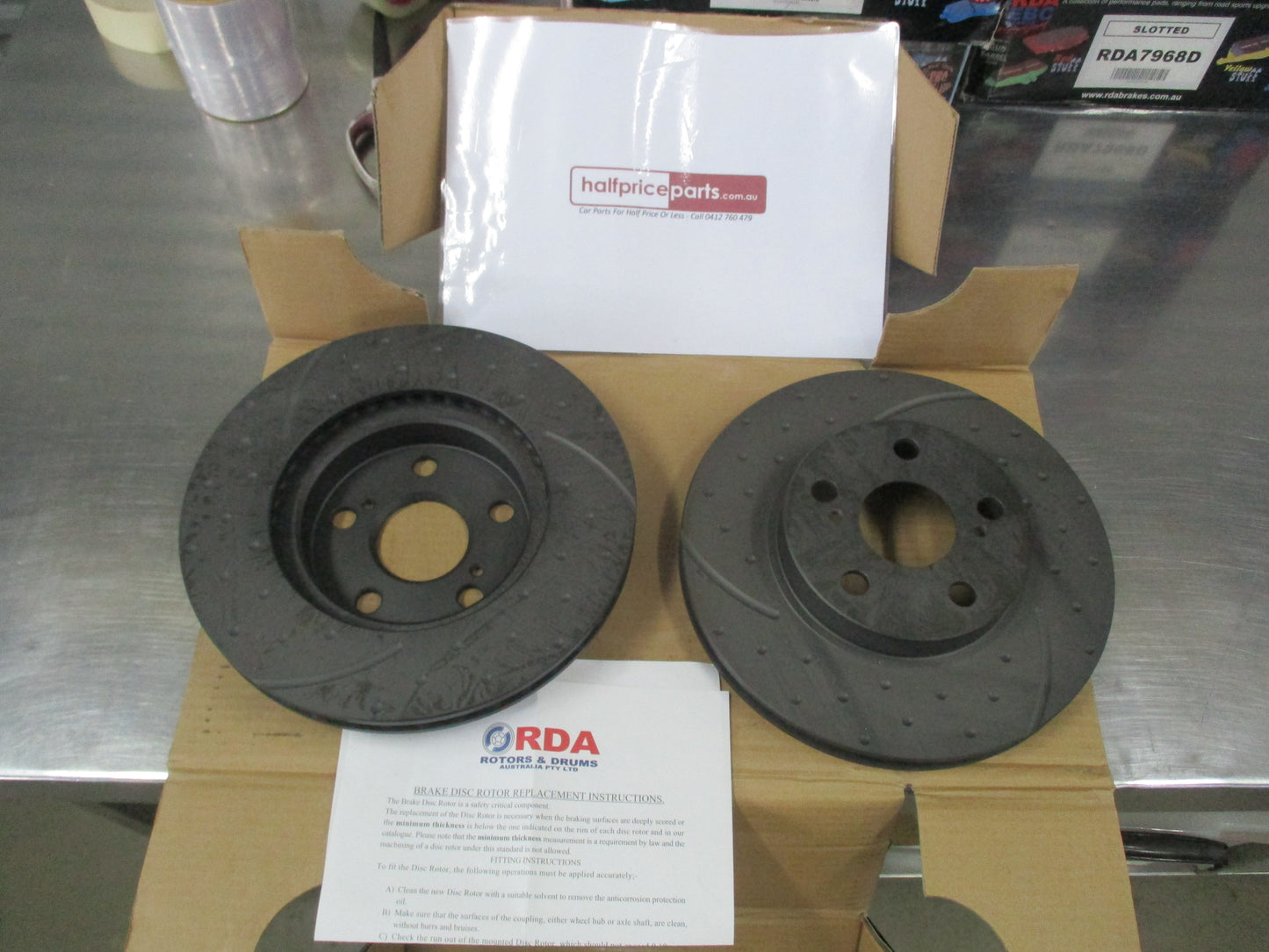 RDA Toyota Prius Front Slotted And Dimpled Rotors Pair New Part