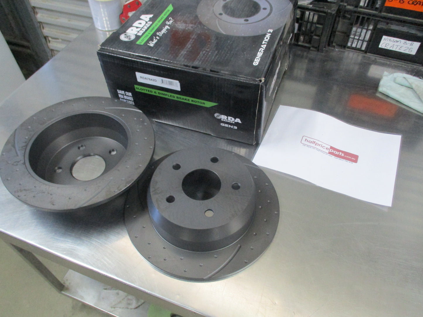 RDA Rear Slotted & Dimples Rotor Pair Suits Jeep Cherokee New Part