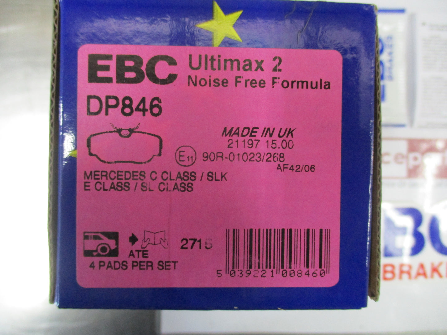EBC Ultimax 2 Noise Free Formula Rear Pad Set To Suit Mercedes C Class / SLK / E Class / SL Class New Part