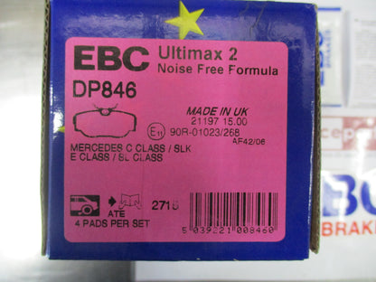 EBC Ultimax 2 Noise Free Formula Rear Pad Set To Suit Mercedes C Class / SLK / E Class / SL Class New Part