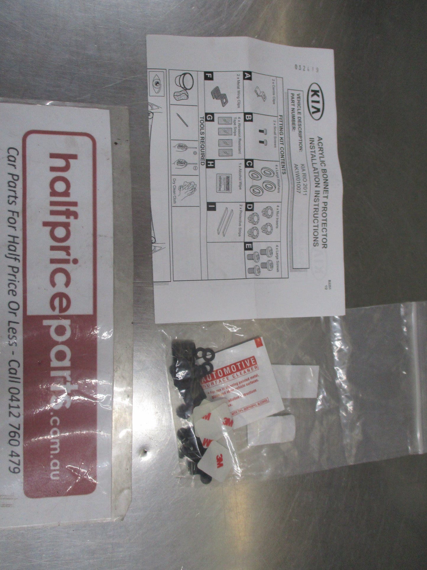 Kia Rio Genuine Clear Bonnet Protector With Fitting Kit New Part