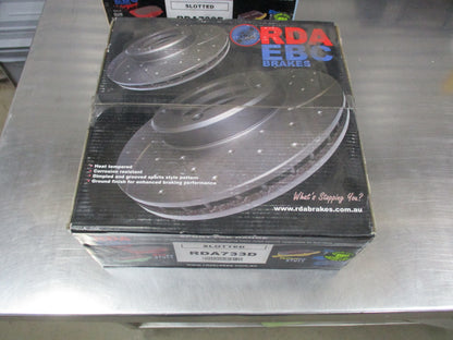RDA Slotted & Dimpled Front Rotor Pair To Suit Holden Apollo / Toyota Camry New Part