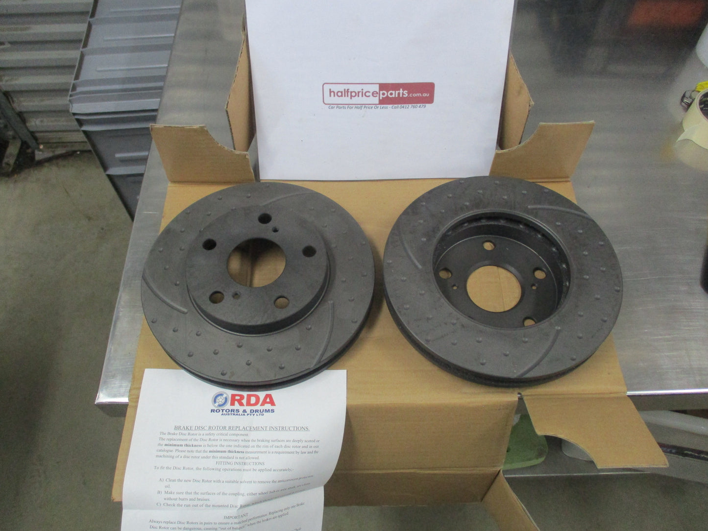 RDA Slotted & Dimpled Front Rotor Pair To Suit Holden Apollo / Toyota Camry New Part