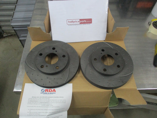 RDA Slotted & Dimpled Front Rotor Pair To Suit Holden Apollo / Toyota Camry New Part