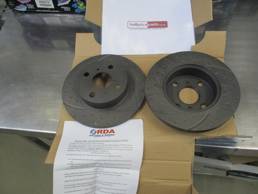 RDA Front Disc Brake Rotor  Slotted & Dimpled Suits Toyota Corolla AE80/AE82/AE92/AE94 (Sold As Pair Only) New Part