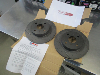 RDA Slotted & Dimpled Front Rotor Pair To Suit Toyota Corolla New Part