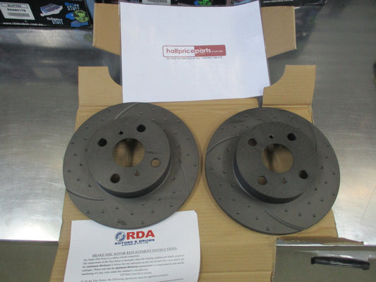 RDA Slotted & Dimpled Front Rotor Pair To Suit Toyota Corolla New Part