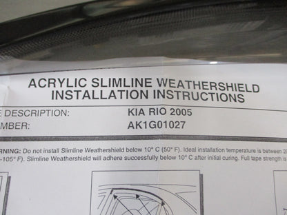 Kia Rio Genuine Rear Only Slimline Weathershields New Part