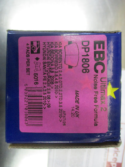 EBC Ultimax 2 Rear Brake Set To Suit Kia Sorento / Stinger - Hyundai Santa Fe New Part