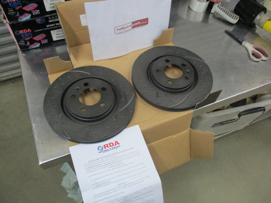 RDA Front Slotted & Dimpled Brake Rotors (Pair) To Suit Volkswagen Golf / Bora / Beetle New Part