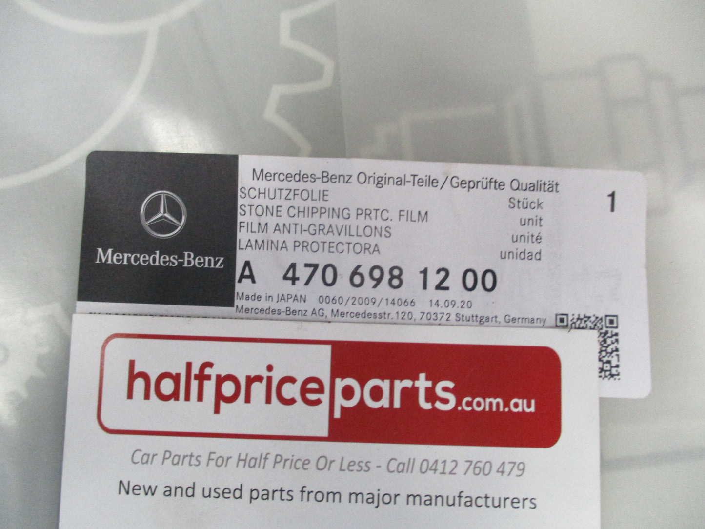 Mercedes Benz X-Class Genuine Stone Chip Protection Film New Part