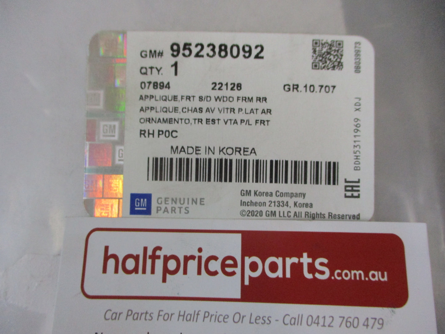 Holden Captiva Genuine Right Hand Rear Door Window Frame Applique New Part