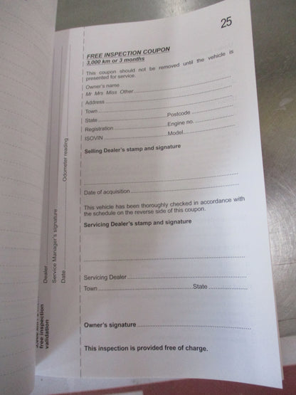 Holden Captiva CG Genuine Log Book Service And Warranty New Part