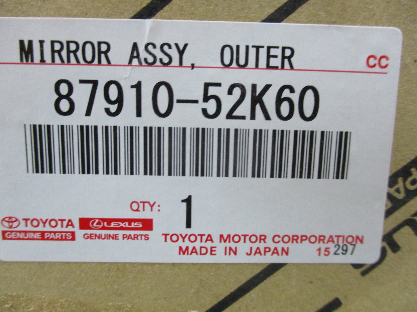 Toyota GR Yaris Genuine Right Hand Side Mirror Used Part