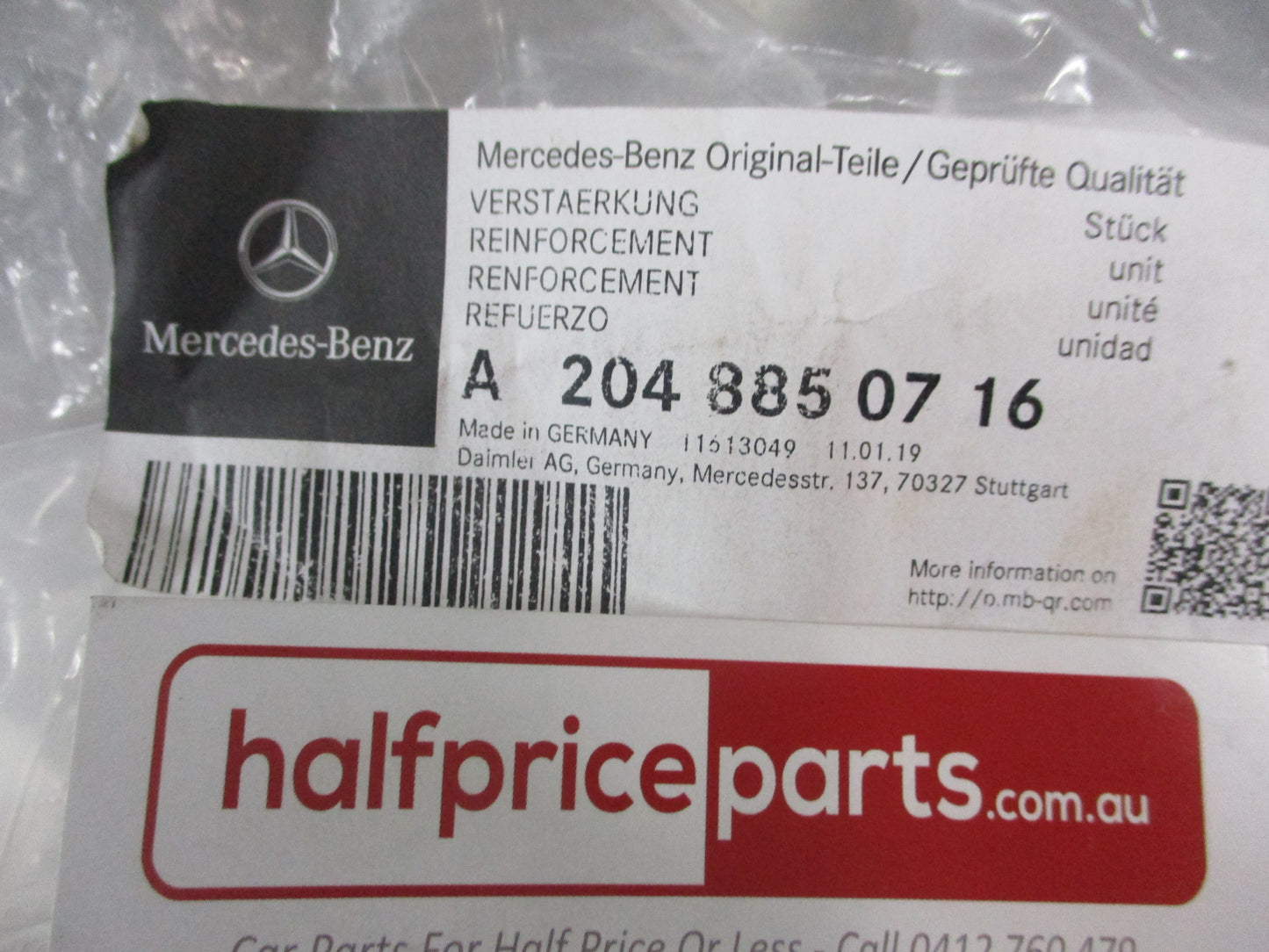 Mercedes Benz C-Class W204 Genuine Left Hand Front Bumper Reinforcement Bracket New Part
