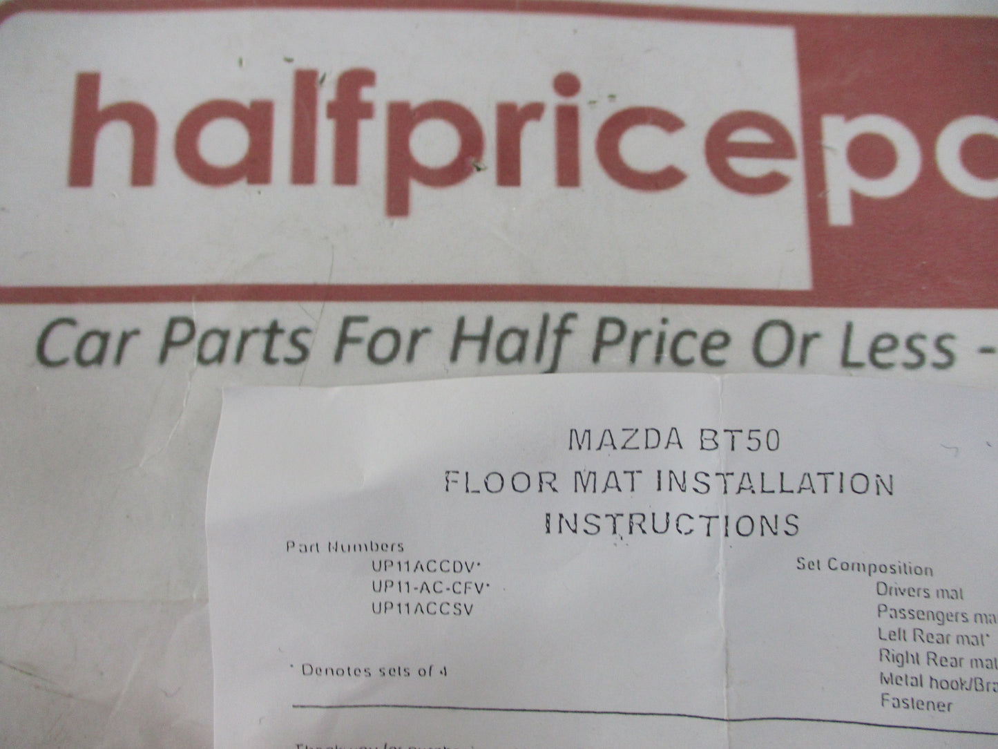 Mazda BT-50 UP-UR Dual Cab Genuine Factory Carpet Mat Set New Part