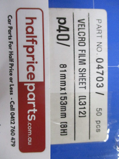 Sun Abrasives Velcro Film Sheet (L312) P40 81mmx153mm (8H) Pack Of 50 New Part