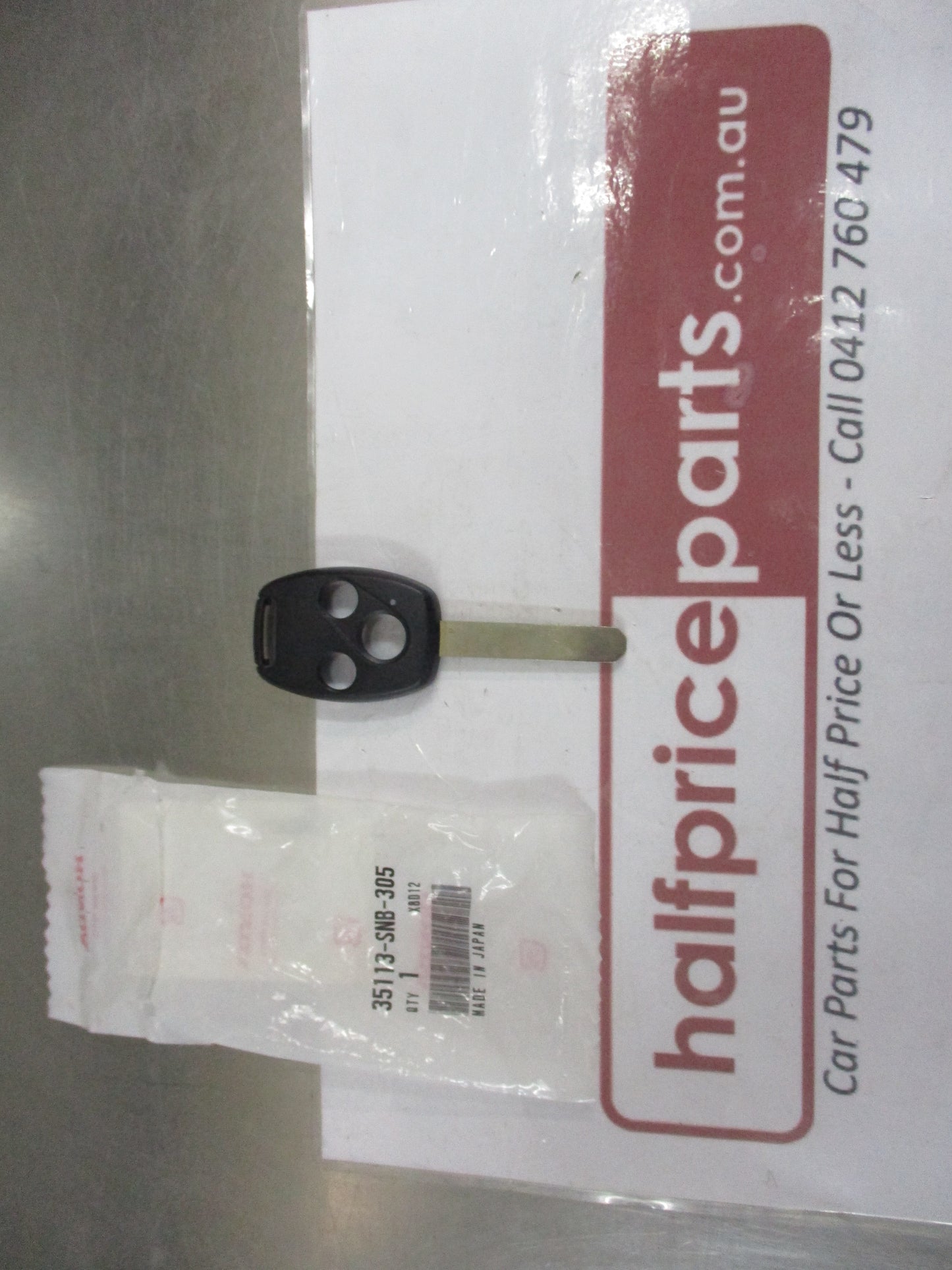 Honda Civic Genuine Black Main Key Blank 1/2 Side New Part