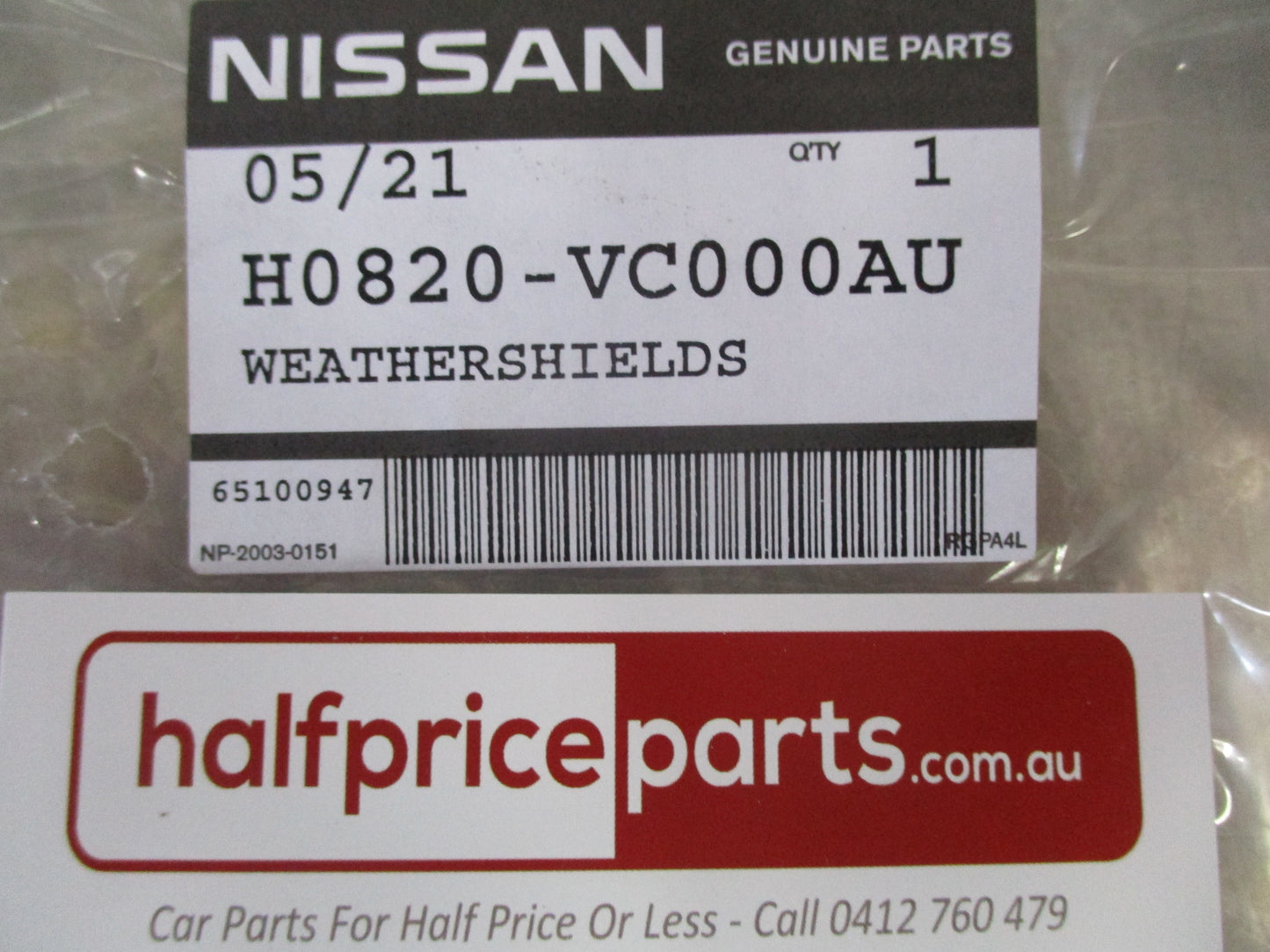 Nissan Patrol GU Genuine Right Hand Large Weathershield Kit New Part