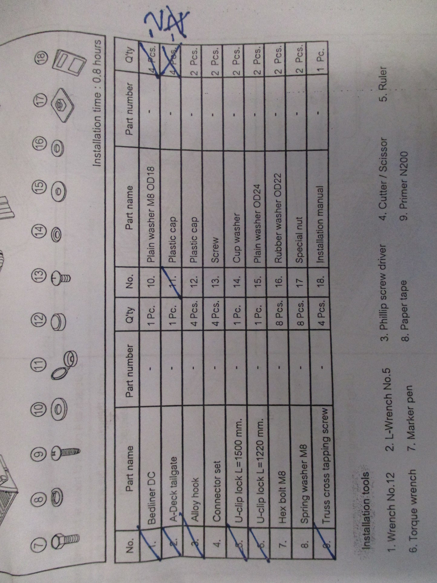 Toyota Hilux Genuine Tub and Tailgate Liner Fitting Kit New Part