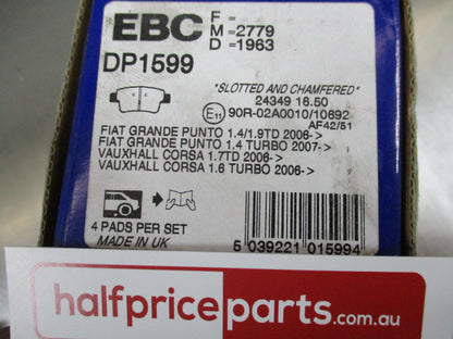 EBC Ultimax Rear Brake Pad Set Suits Fiat Punto/Holden Barina New Part