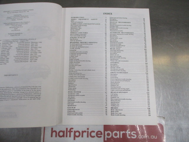 Gregorys Genuine Holden Gemini 1979/1982 Service Manual Used Part