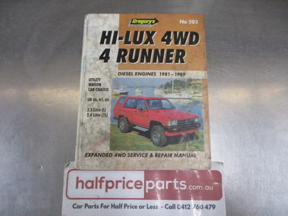 Gregory's Manual Suits Toyota Hilux/Forerunner 1981 To 1989 2.4L Used Part