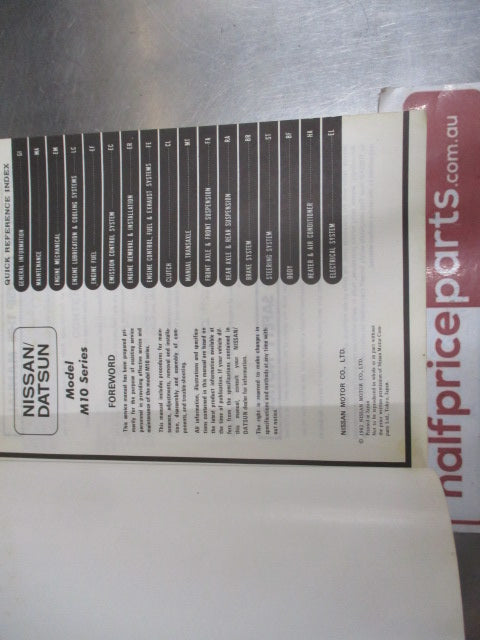 Nissan Prairie M10 Series Genuine Service Manual Used Book