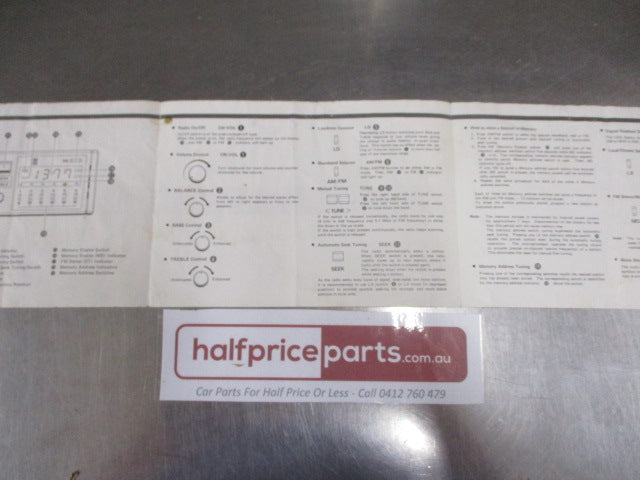Holden VK Commodore Genuine Stereo Operating Instructions Micro Command System Used Part