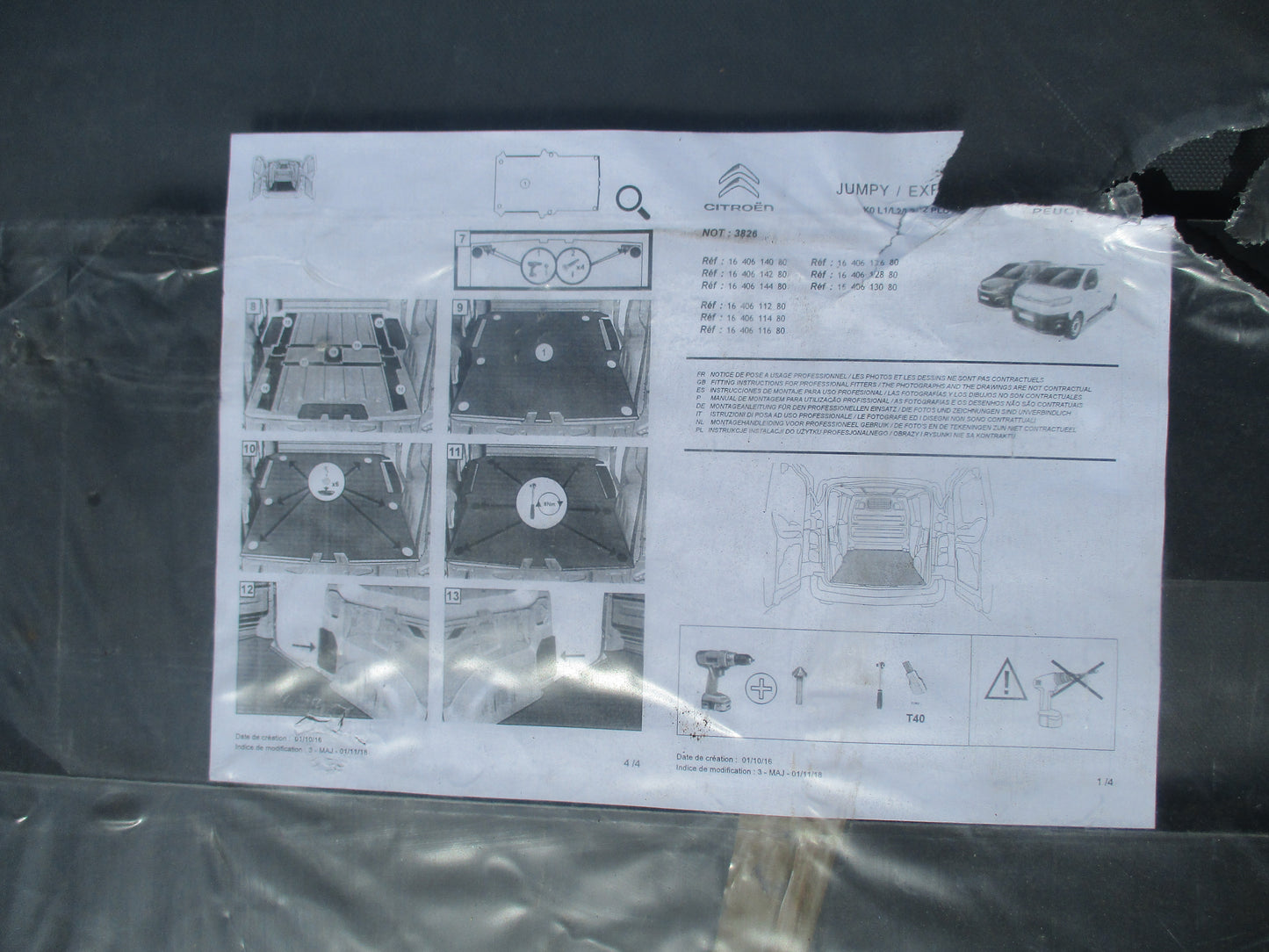 Peugeot Genuine Jumpy Expert Van L2 Floor Protection Kit New