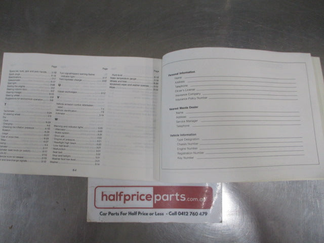 Mazda 929 Genuine Owners Manual Used Part VGC