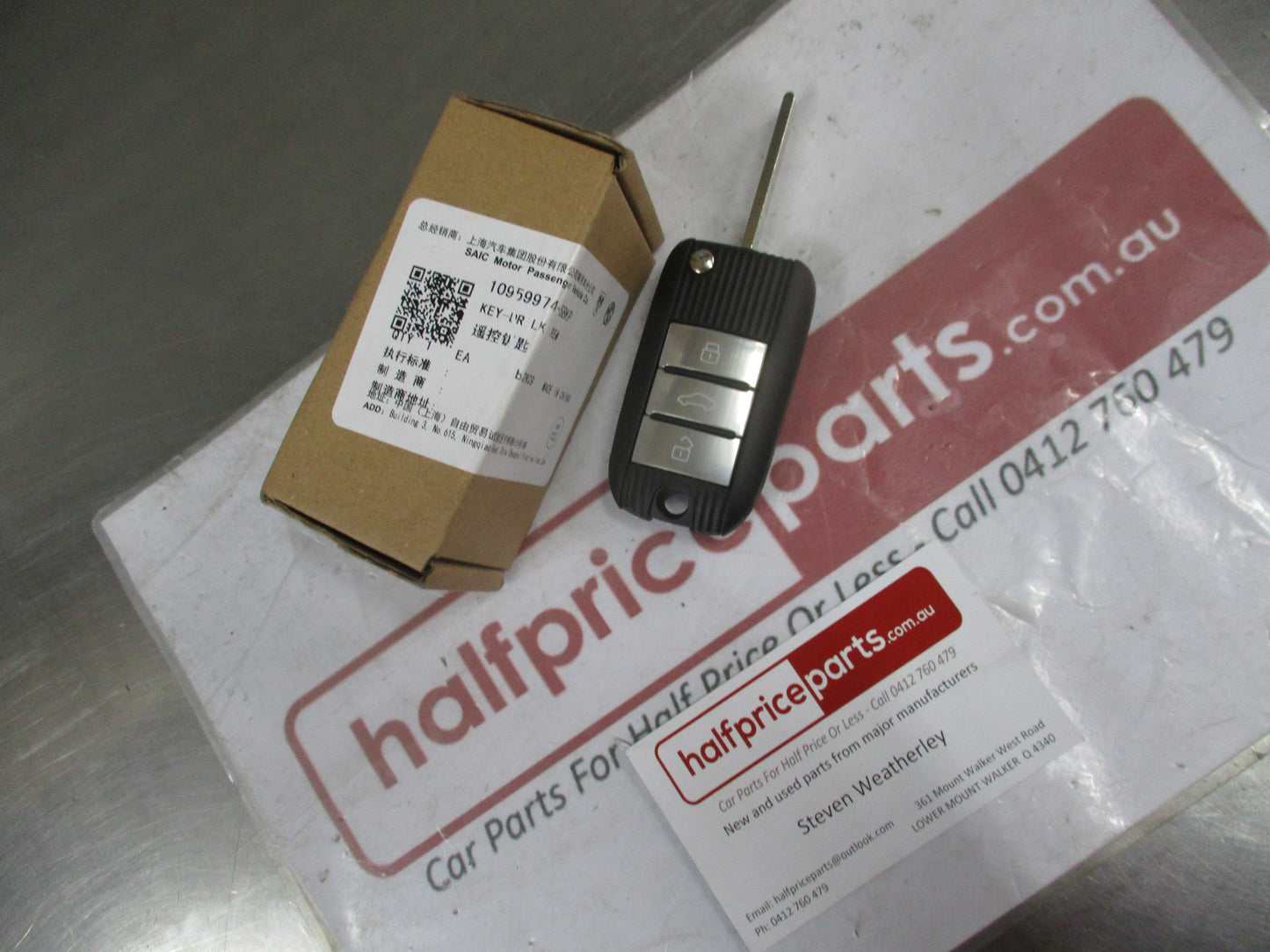 MG ZS Genuine 3 Button Flip Remote Key (Un-Cut) New Part