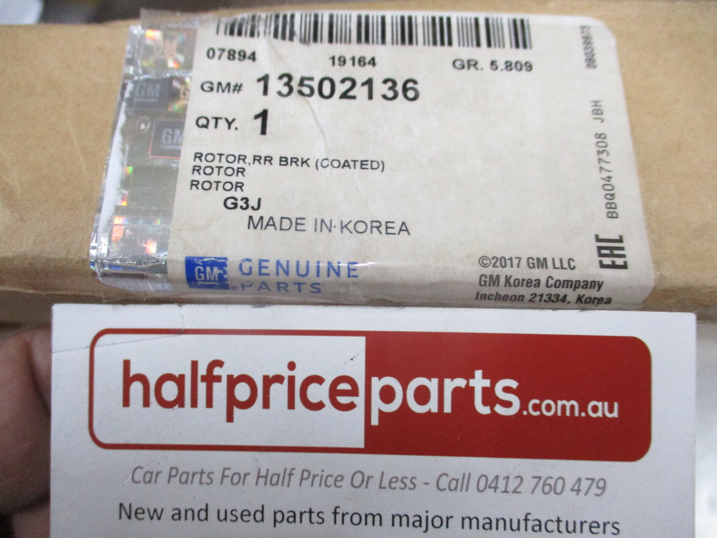 Holden Trax Genuine Rear Disc Rotors (Single) New Part