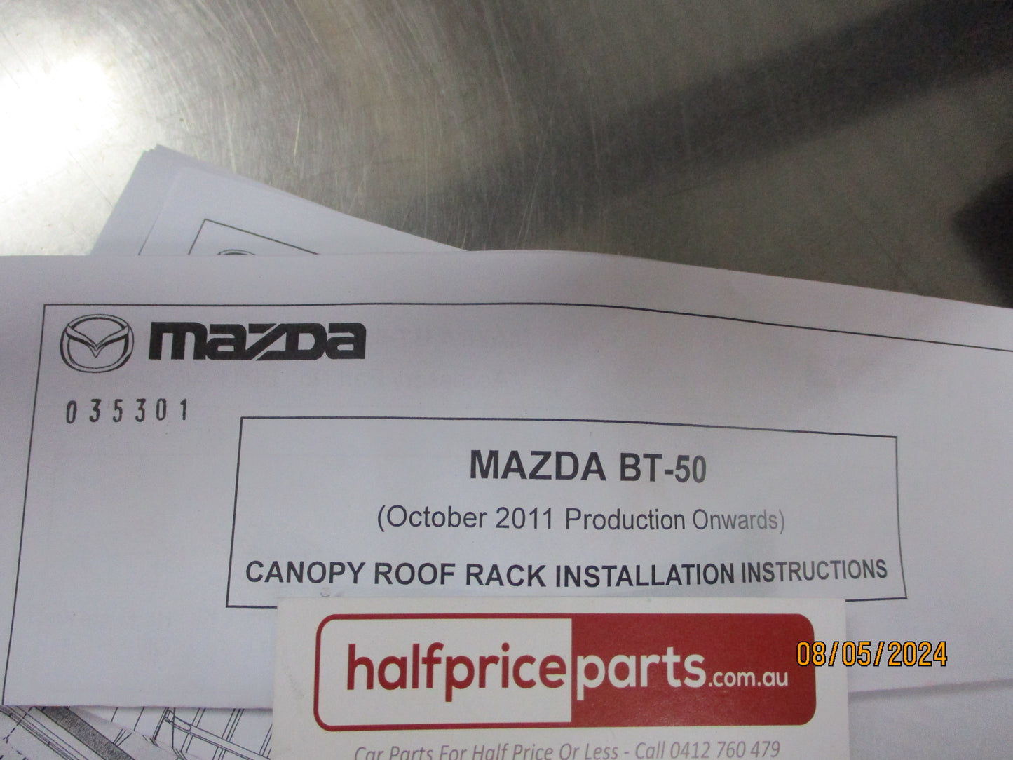 Mazda BT-50 UP Genuine Canopy Roof Rack Kit New Part