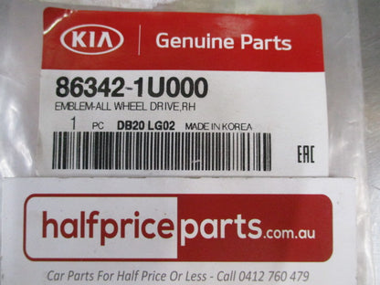 Kia Sorento Genuine Right Hand Side Door AWD Emblem New part