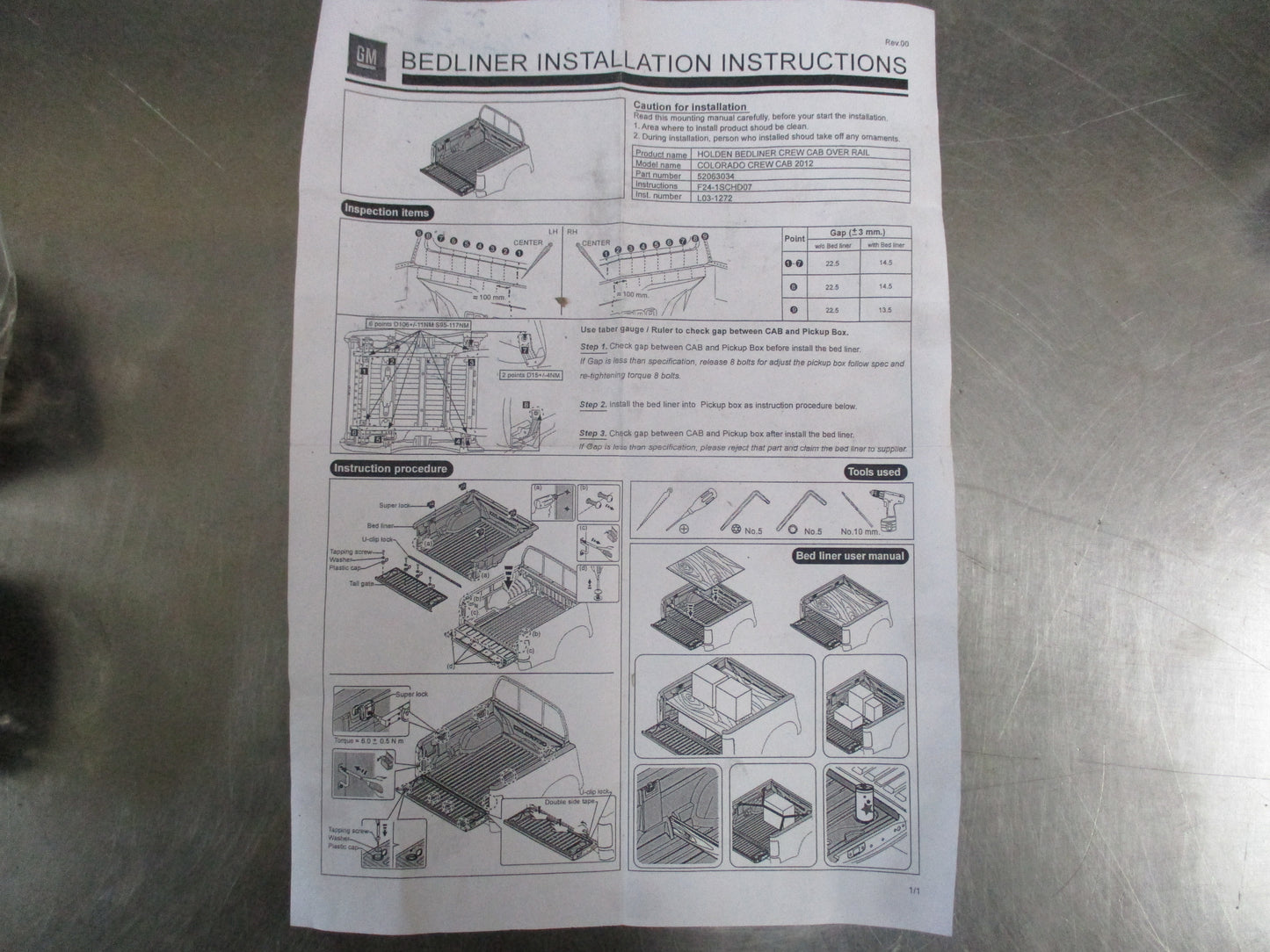 Holden Colorado Genuine Tub Liner Fitting Kit New