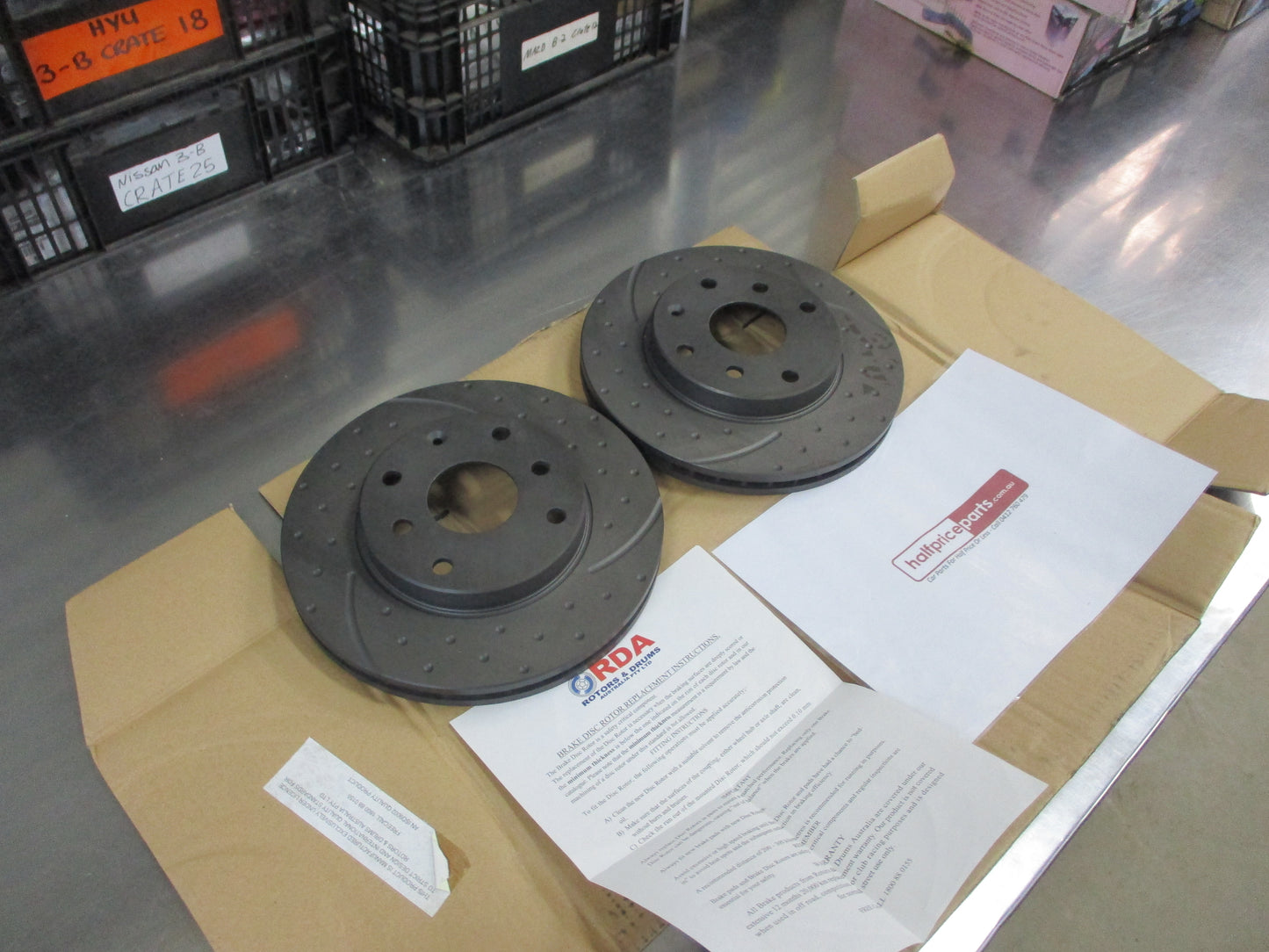 RDA Front Disc Rotors Slotted/Dimpled (Pair) Suits Holden Viva JF New Part