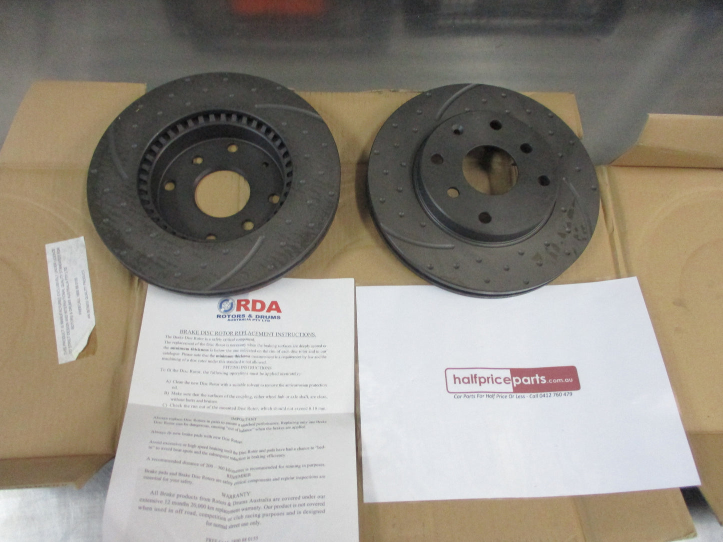 RDA Front Disc Rotors Slotted/Dimpled (Pair) Suits Holden Viva JF New Part