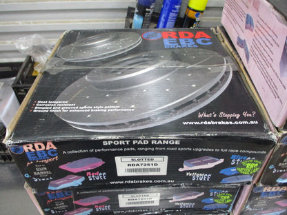 RDA Front Disc Rotors Slotted/Dimpled (Pair) Suits Holden Viva JF New Part