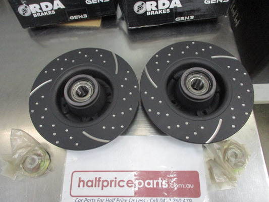 RDA Rear Disc Rotors Slotted/Dimpled Suits Renault Megane Abs Ring & Bearing Incl(Sold As Pair Only) New Part