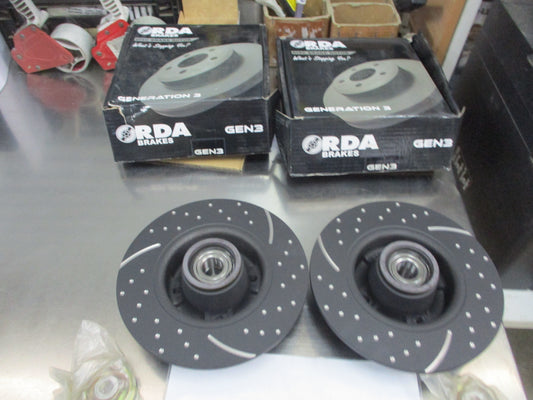 RDA Rear Disc Rotors Slotted/Dimpled Suits Renault Megane Abs Ring & Bearing Incl(Sold As Pair Only) New Part