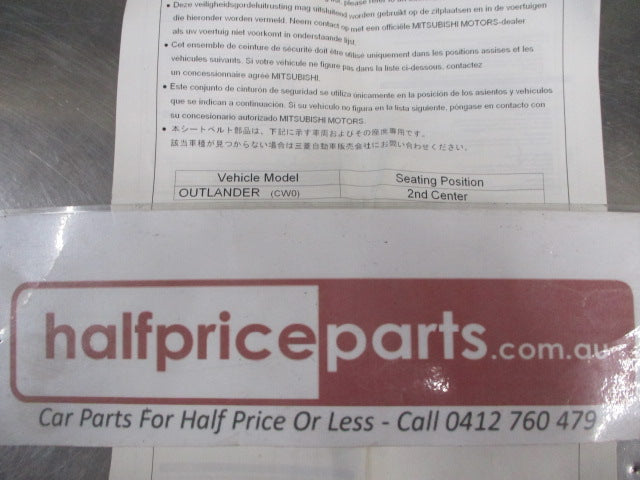 Mitsubishi Outlander Genuine Center Second Row Outer Corner Seat Belt New Part
