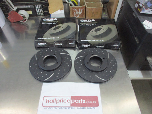 RDA Front Disc Brake Rotors (Pair) Slotted-Dimpled Suits Toyota Cressida New Part
